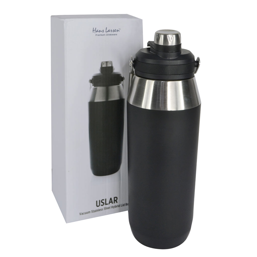 USLAR - Hans Larsen Vacuum Bottle with Solid Handle and Dual Lid - 1L